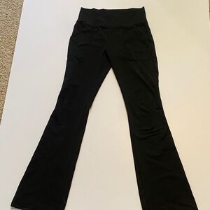 Black Flared Leggings With Crossed Top